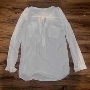 White Long Sleeve Blouse | Lightweight Sheer Dress Shirt Size Large